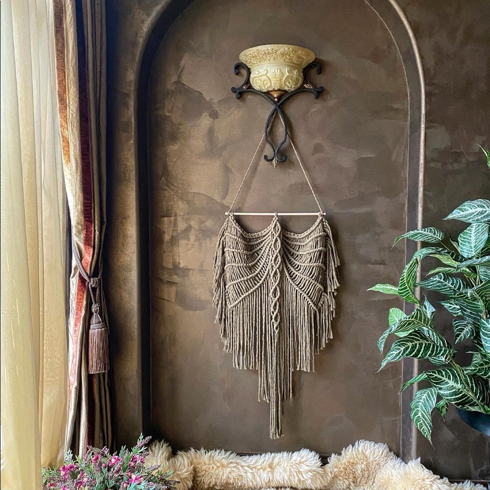 Handmade Macrame Crochet Wall Hanging Backdrop Art